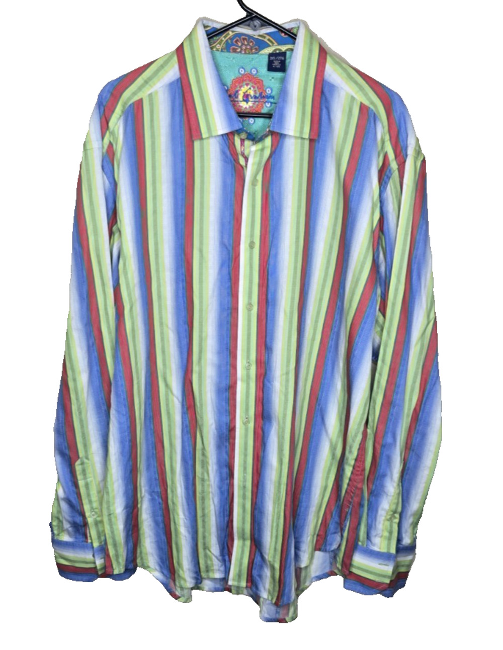 Robert Graham Multi-Color Vertical Striped Button Up Flipup Sportshirt Size 2XL